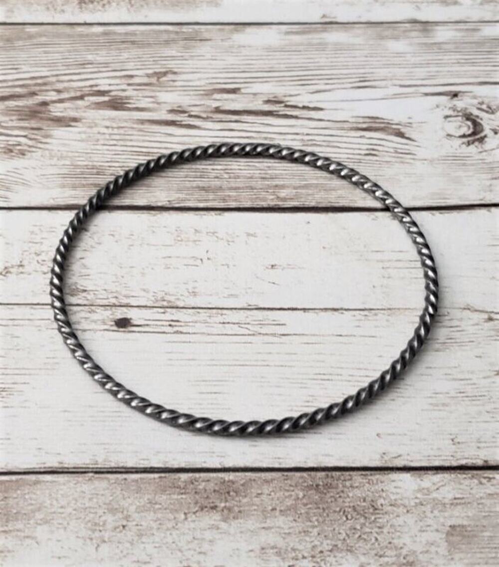 Vintage Bracelet / Bangle Thin Gray Twisted Bangle